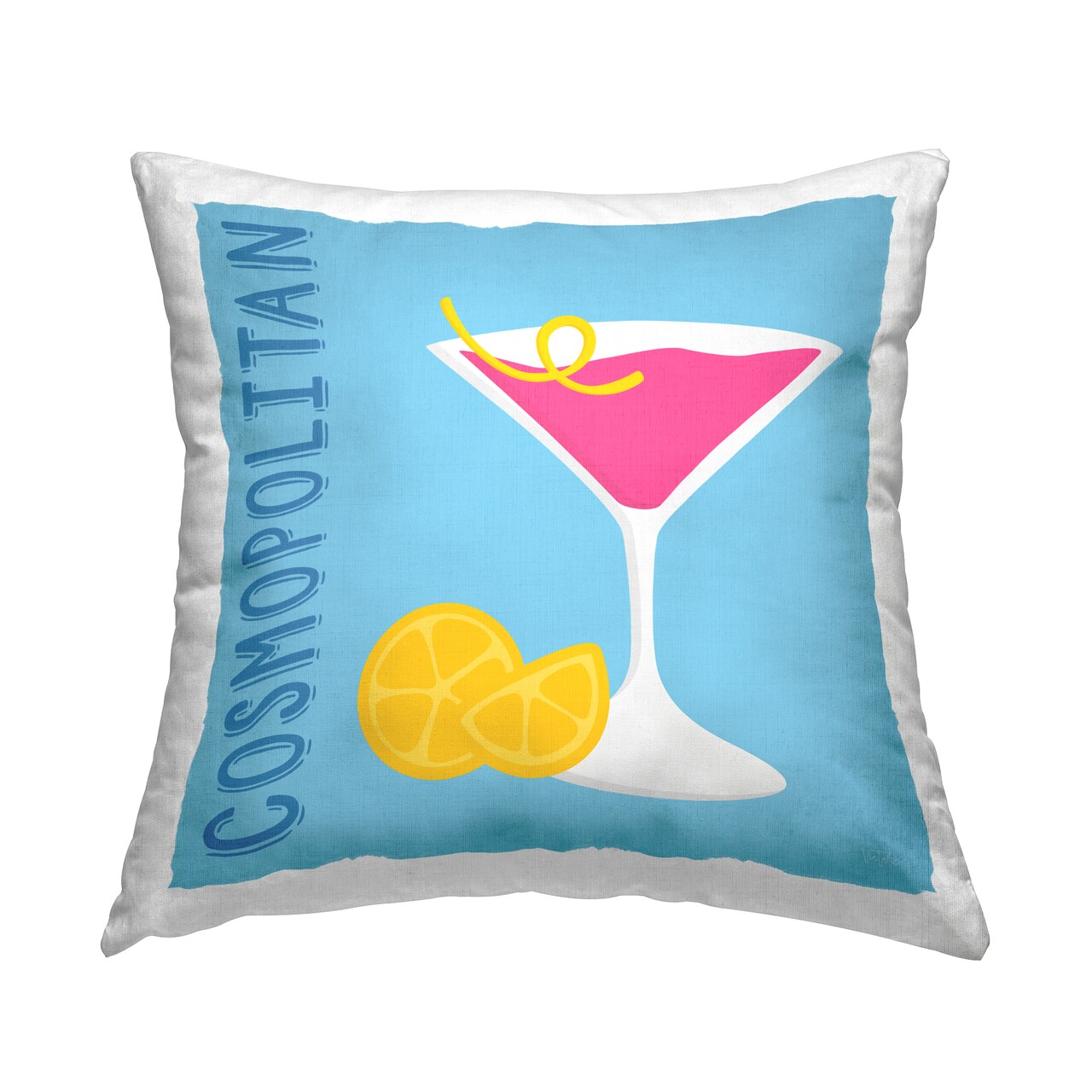 Cosmopolitan Cocktail Drink Decorative Printed Throw Pillow Design by Natalie Carpentieri, 18 x 7 x 18